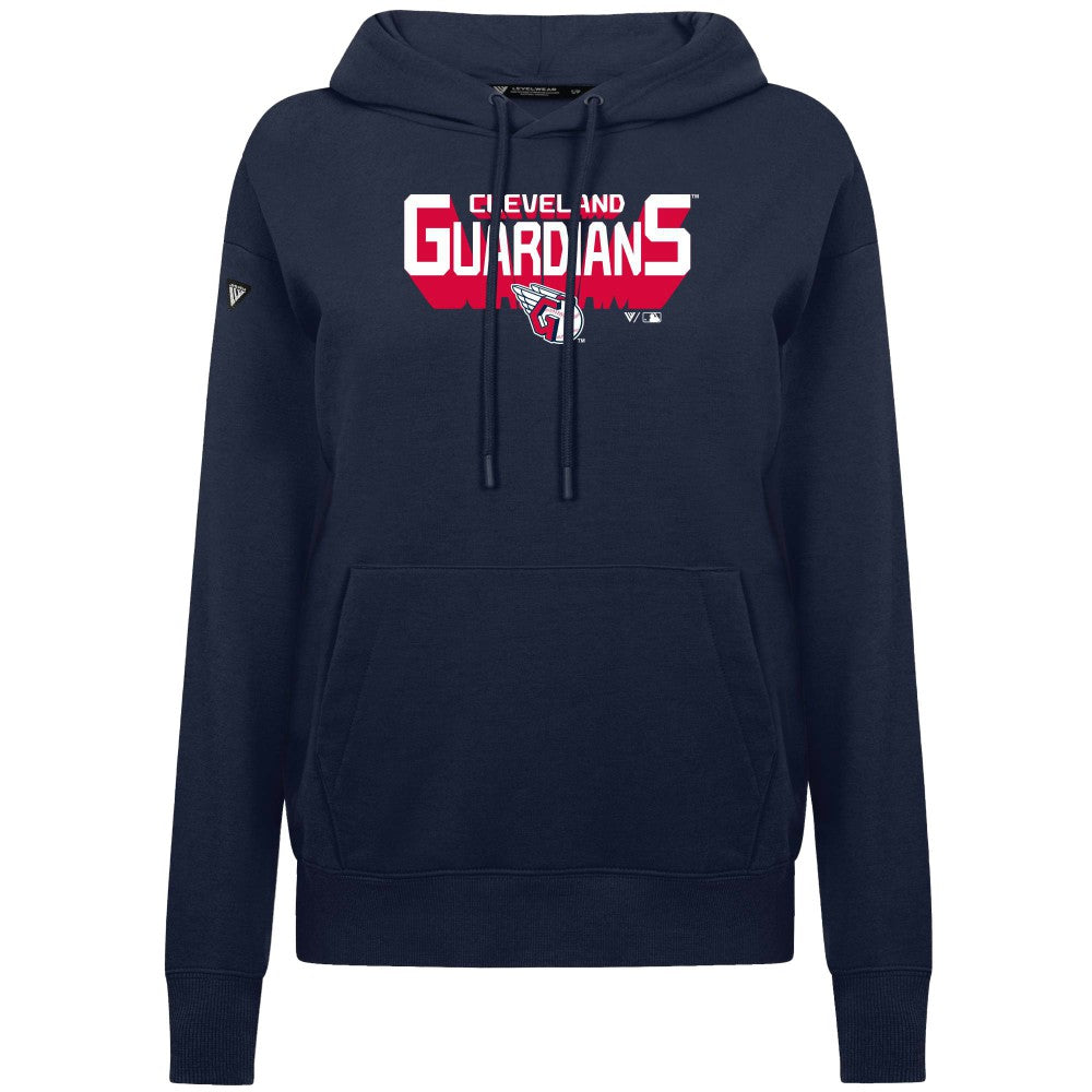 Cleveland Guardians Levelwear Women's Adorn Retro 3D Pullover Hoodie Navy