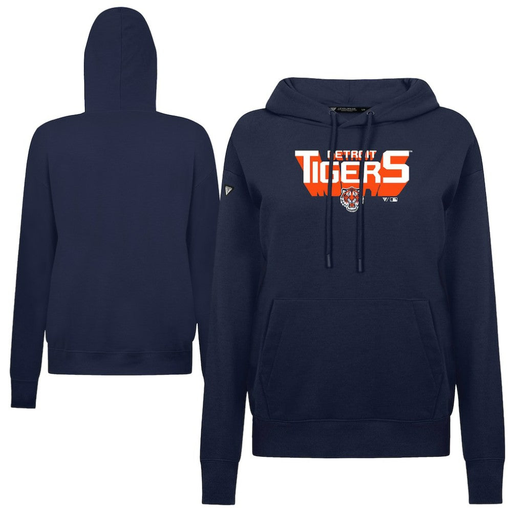 Detroit Tigers Levelwear Women's Adorn Retro 3D Pullover Hoodie Navy