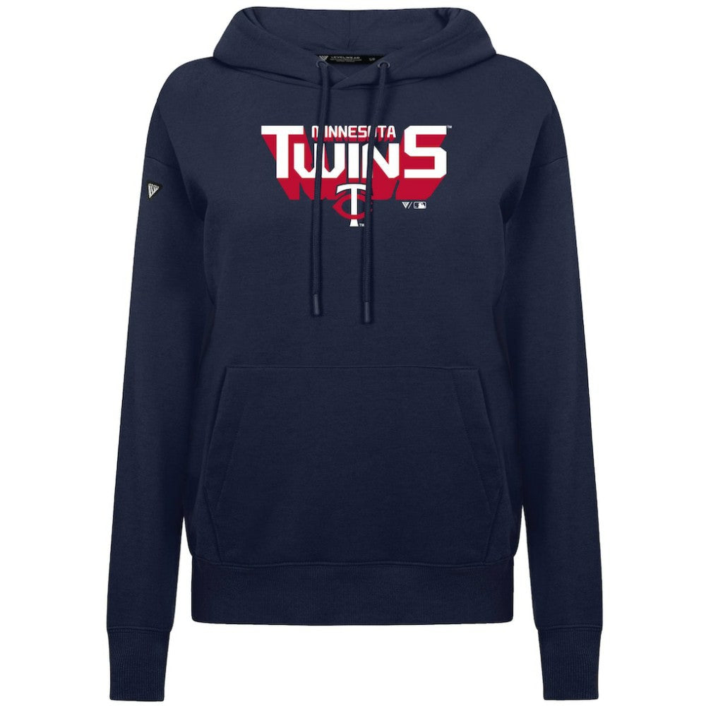 Minnesota Twins Levelwear Women's Adorn Retro 3D Pullover Hoodie Navy