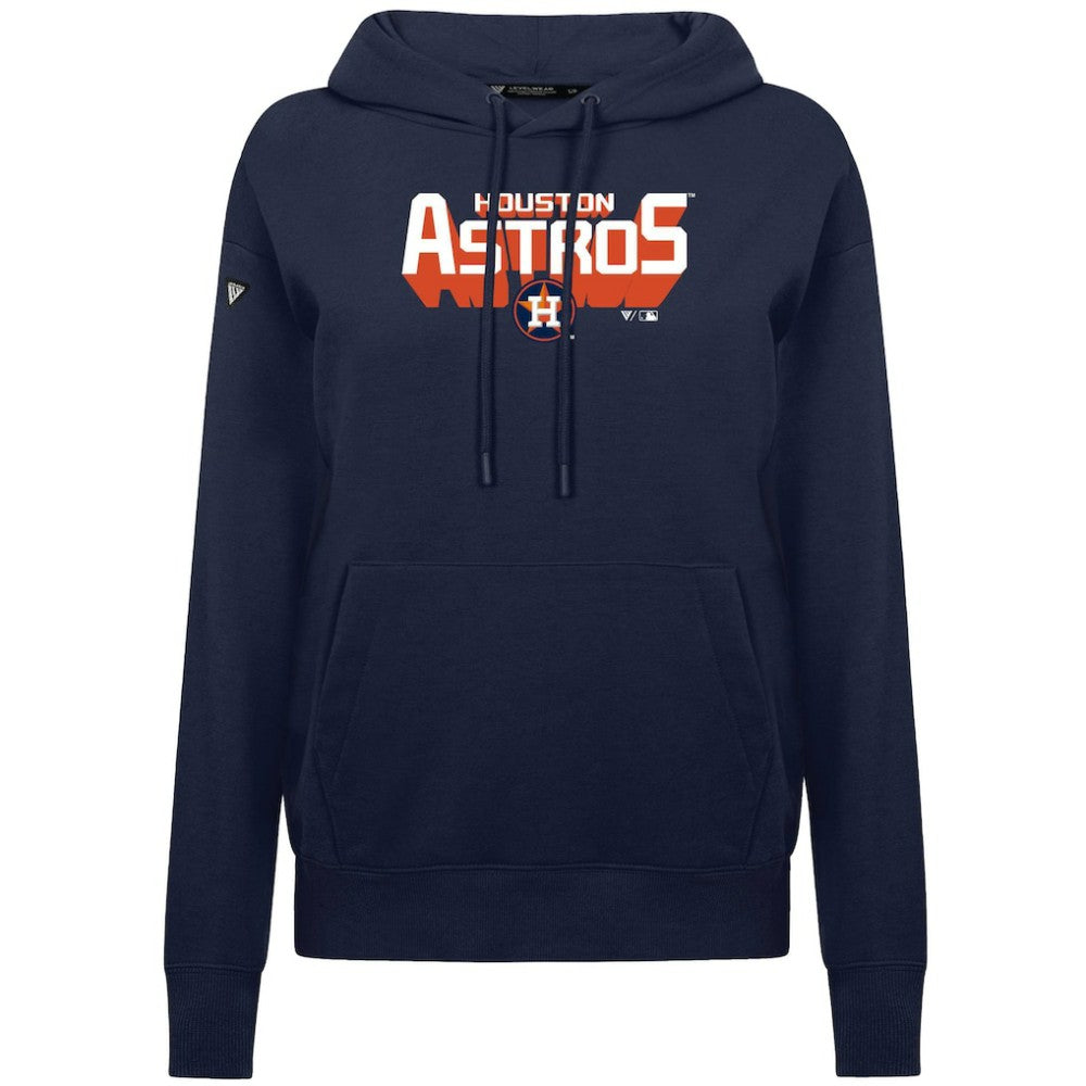 Houston Astros Levelwear Women's Adorn Retro 3D Pullover Hoodie Navy