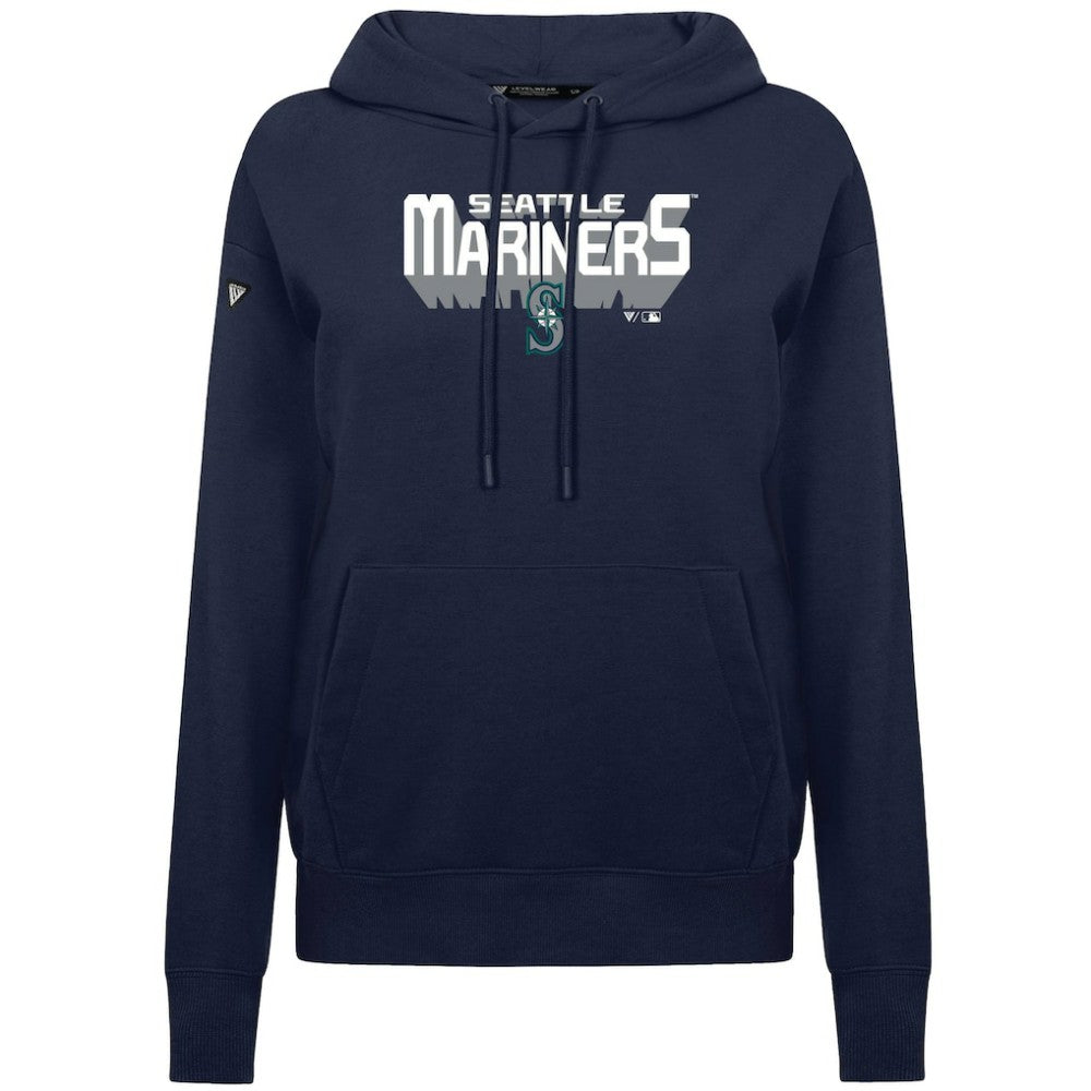 Seattle Mariners Levelwear Women's Adorn Retro 3D Pullover Hoodie Navy