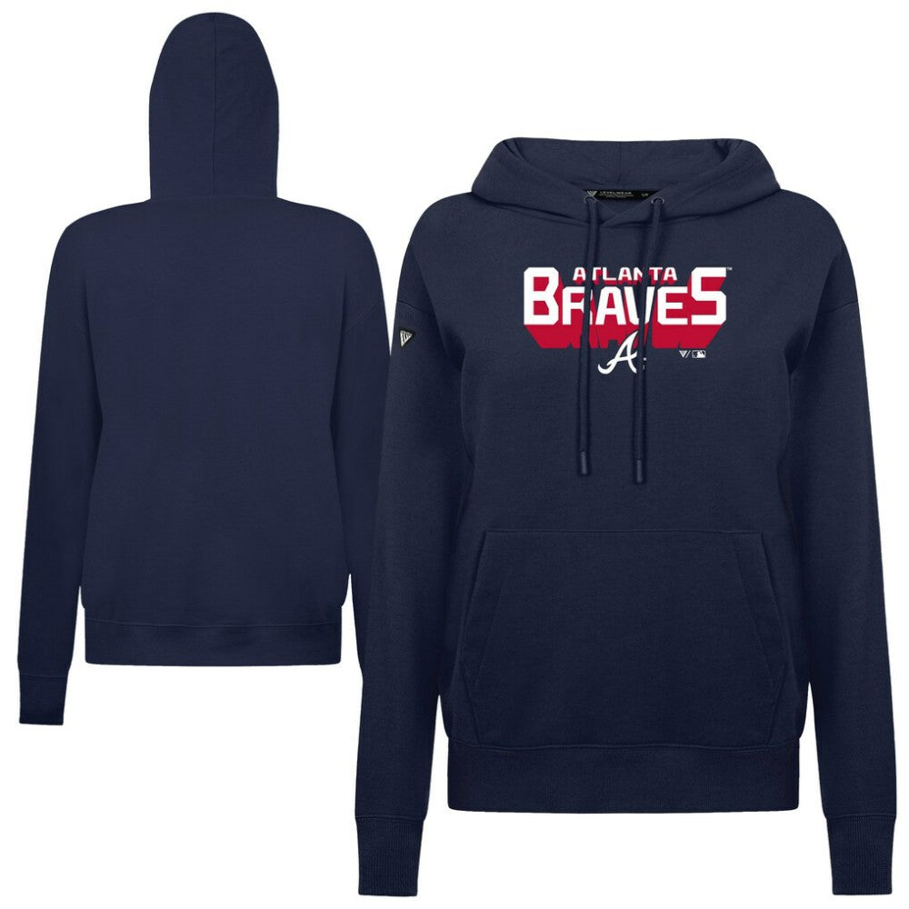 Atlanta Braves Levelwear Women's Adorn Retro 3D Pullover Hoodie Navy
