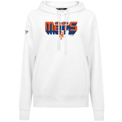 New York Mets Levelwear Women's Adorn Retro 3D Pullover Hoodie White