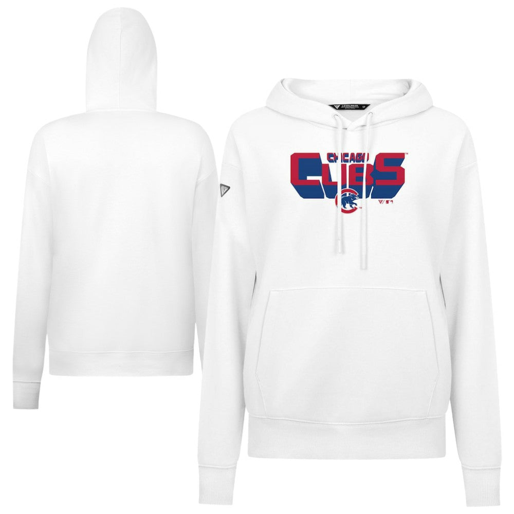 Chicago Cubs Levelwear Women's Adorn Retro 3D Pullover Hoodie White