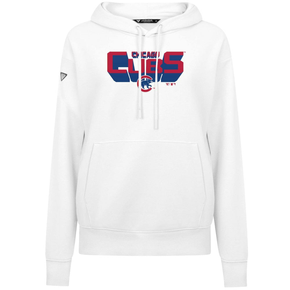 Chicago Cubs Levelwear Women's Adorn Retro 3D Pullover Hoodie White