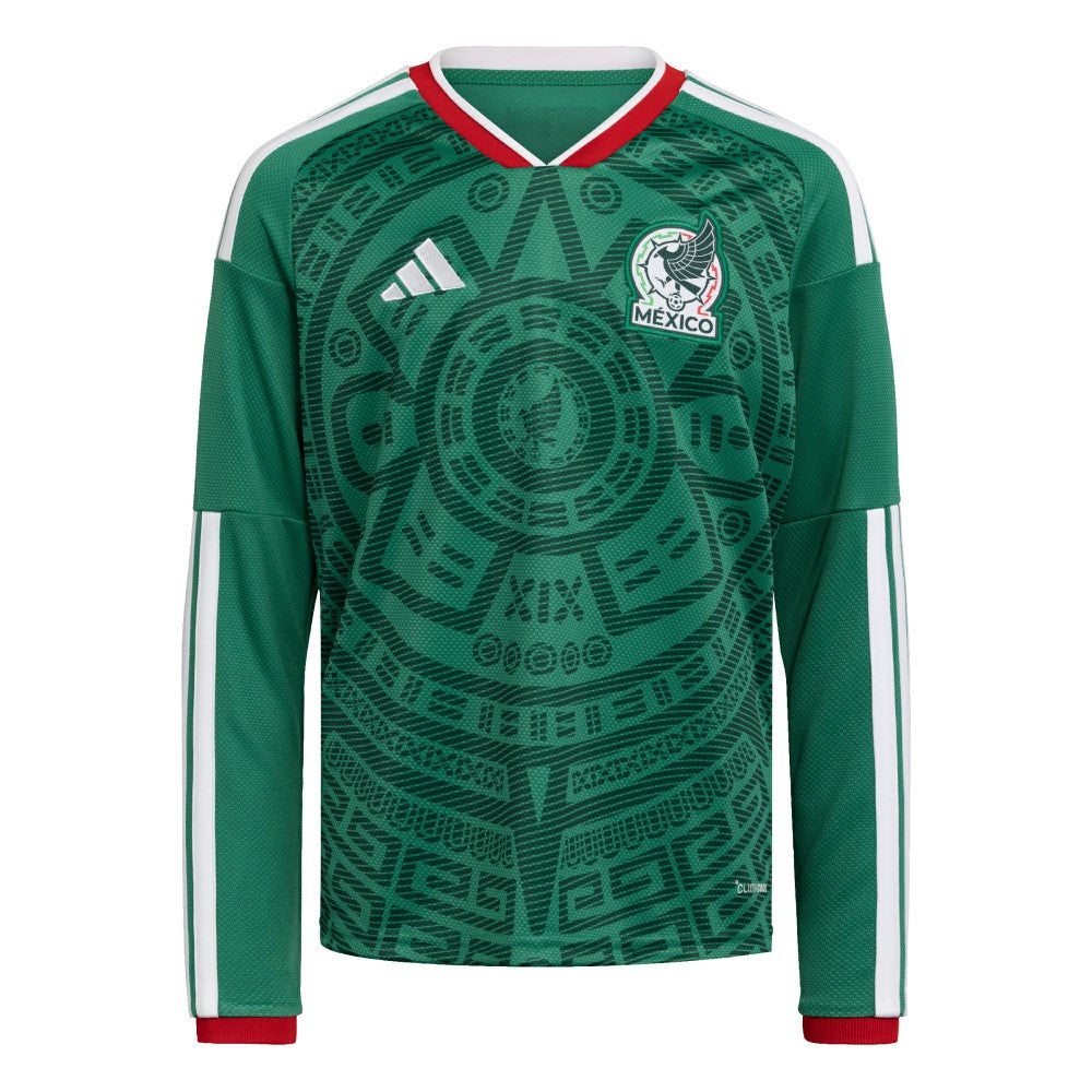 Mexico National Team Youth FIFA x World Cup 2026 Home Replica Long-Sleeve Jersey Green - Adidas
