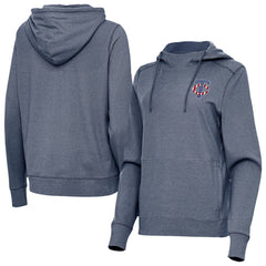 Minnesota Twins Antigua Women's Justice Stars and Stripes Team Logo Pullover Hoodie Heather Navy