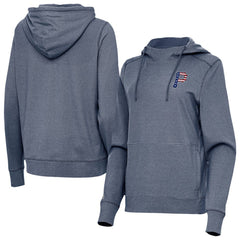 Pittsburgh Pirates Antigua Women's Justice Stars and Stripes Team Logo Pullover Hoodie Heather Navy