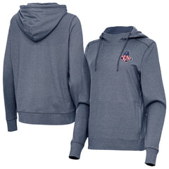 Boston Red Sox Antigua Women's Justice Stars and Stripes Team Logo Pullover Hoodie Heather Navy