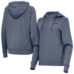 Cincinnati Reds Antigua Women's Justice Stars and Stripes Team Logo Pullover Hoodie Heather Navy