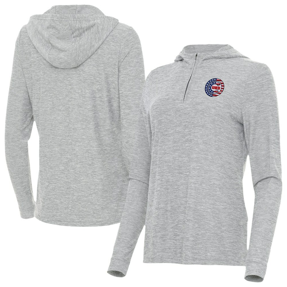 Chicago Cubs Antigua Women's Daybreak Quarter-Zip Hoodie Heather Gray
