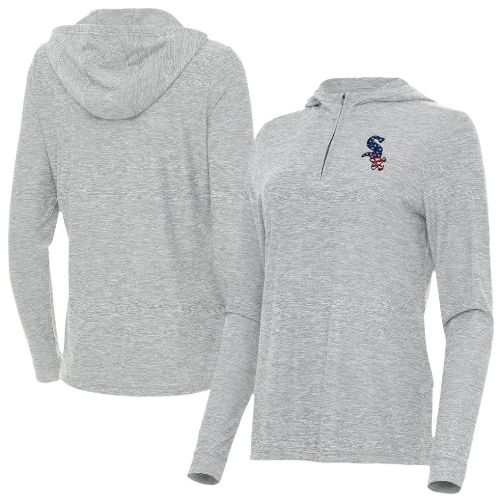 Chicago White Sox Antigua Women's Daybreak Quarter-Zip Hoodie Heather Gray