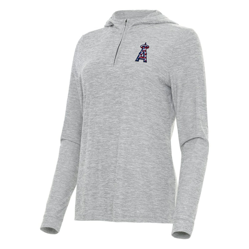 Los Angeles Angels Antigua Women's Daybreak Quarter-Zip Hoodie Heather Gray