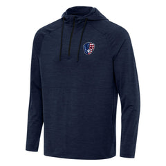 Milwaukee Brewers Antigua Spikes Stars and Stripes Team Logo Quarter-Zip Pullover Hoodie Heather Navy