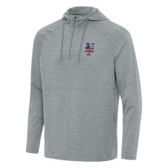 New York Mets Antigua Spikes Stars and Stripes Team Logo Quarter-Zip Pullover Hoodie Heather Gray