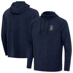 Seattle Mariners Antigua Spikes Stars and Stripes Team Logo Quarter-Zip Pullover Hoodie Heather Navy