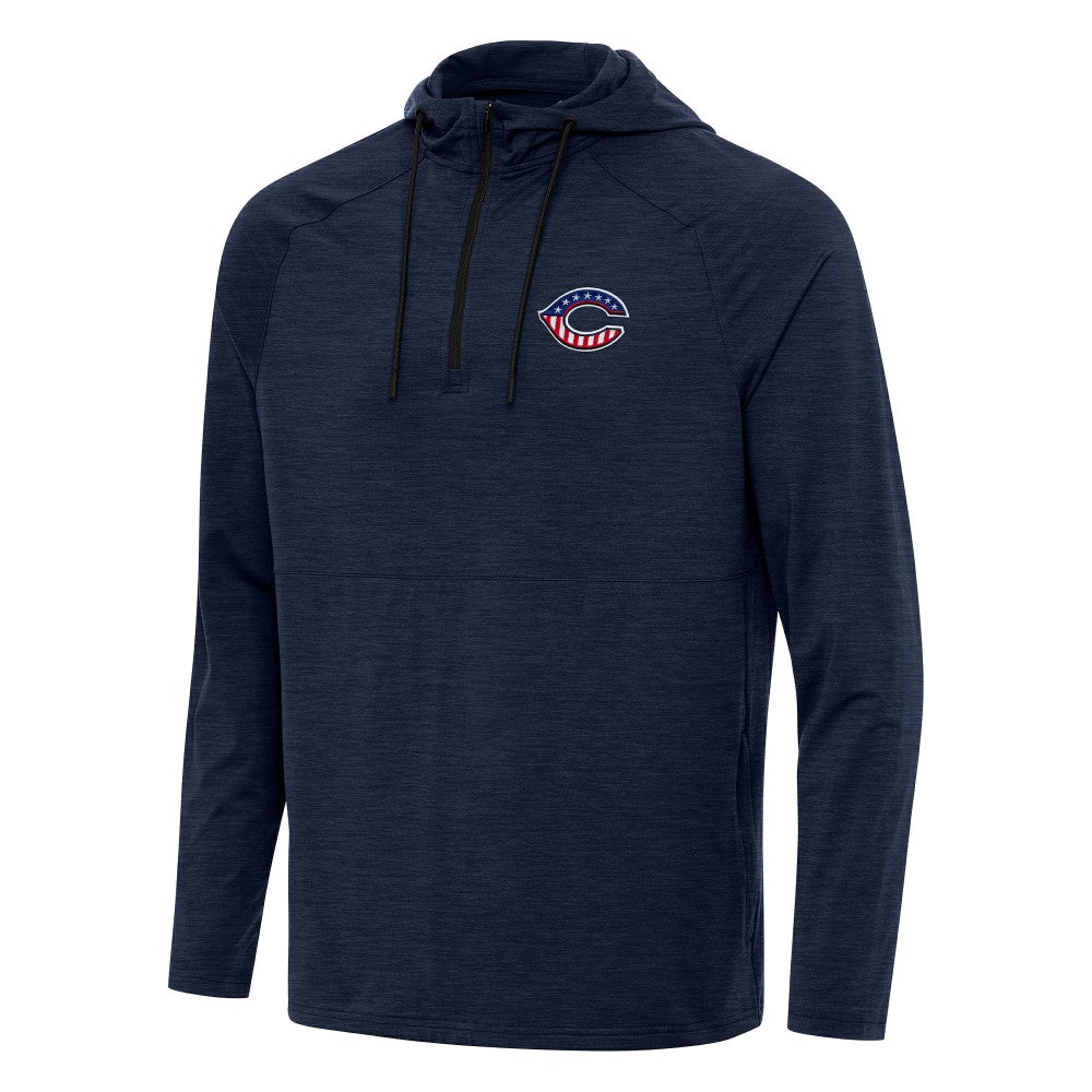 Cincinnati Reds Antigua Spikes Stars and Stripes Team Logo Quarter-Zip Pullover Hoodie Heather Navy