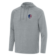 Milwaukee Brewers Antigua Spikes Stars and Stripes Team Logo Quarter-Zip Pullover Hoodie Heather Gray