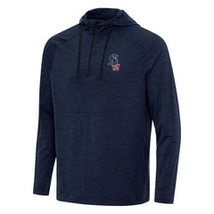 Chicago White Sox Antigua Spikes Stars and Stripes Team Logo Quarter-Zip Pullover Hoodie Heather Navy