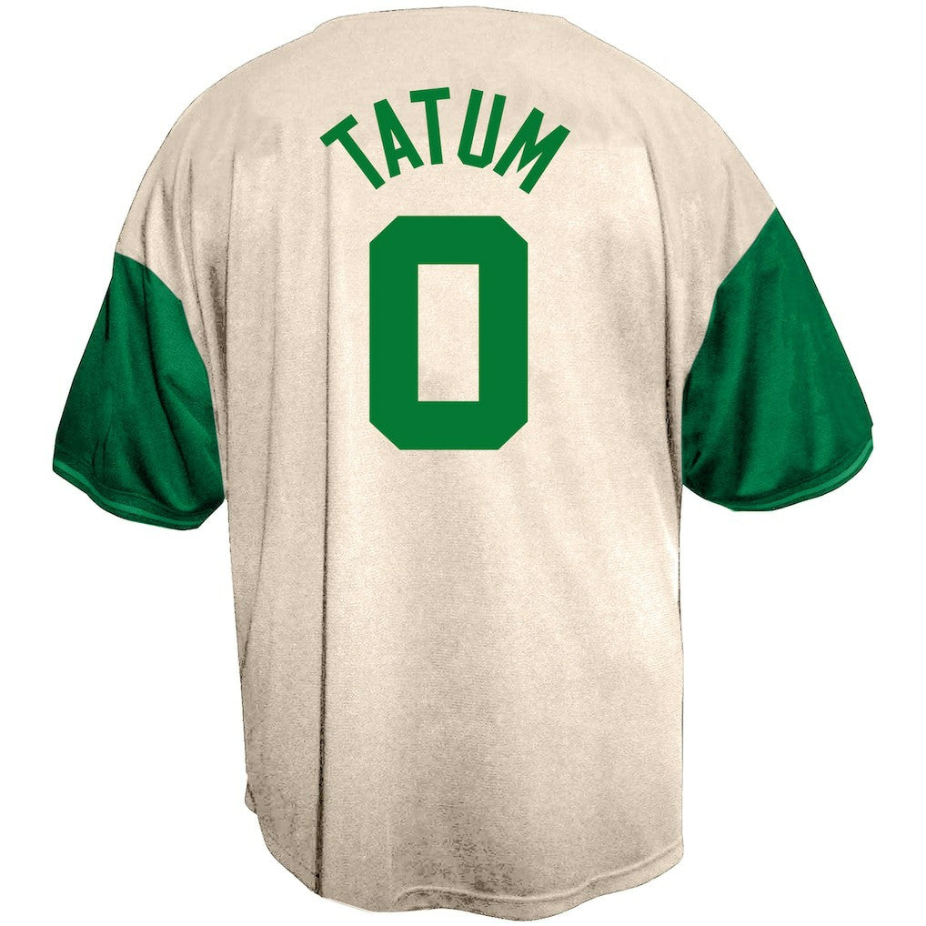 Jayson Tatum Boston Celtics Baseball Jersey - Cream