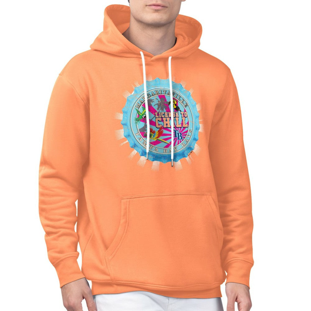 Tampa Bay Rays Margaritaville Chill Bottle Cap Fleece Pullover Hoodie Orange