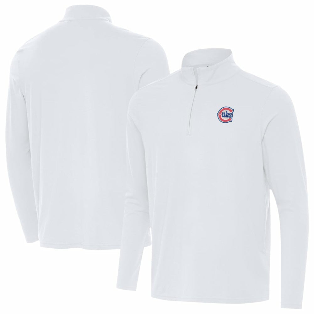 Chicago Cubs Antigua Alternate Logo Intent Quarter-Zip Pullover White