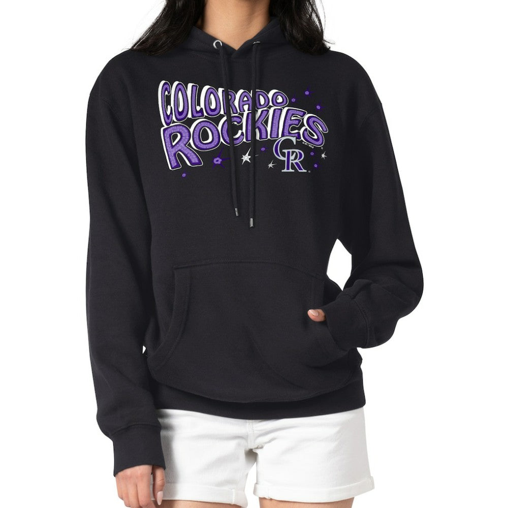 Colorado Rockies Starter Women's Fireworks Fleece Tri-Blend Pullover Hoodie Black