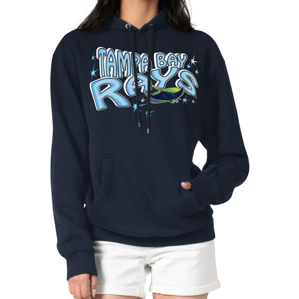 Tampa Bay Rays Starter Women's Fireworks Fleece Tri-Blend Pullover Hoodie Navy