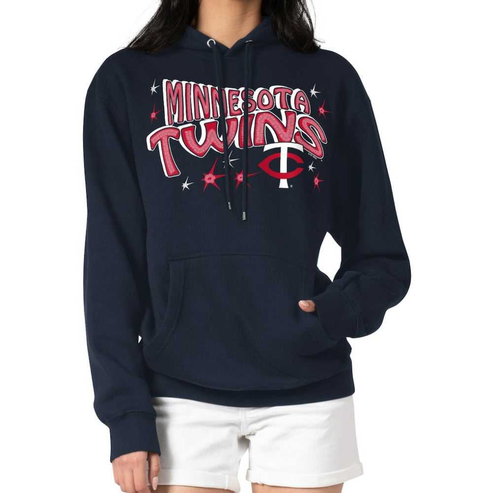 Minnesota Twins Starter Women's Fireworks Fleece Tri-Blend Pullover Hoodie Navy