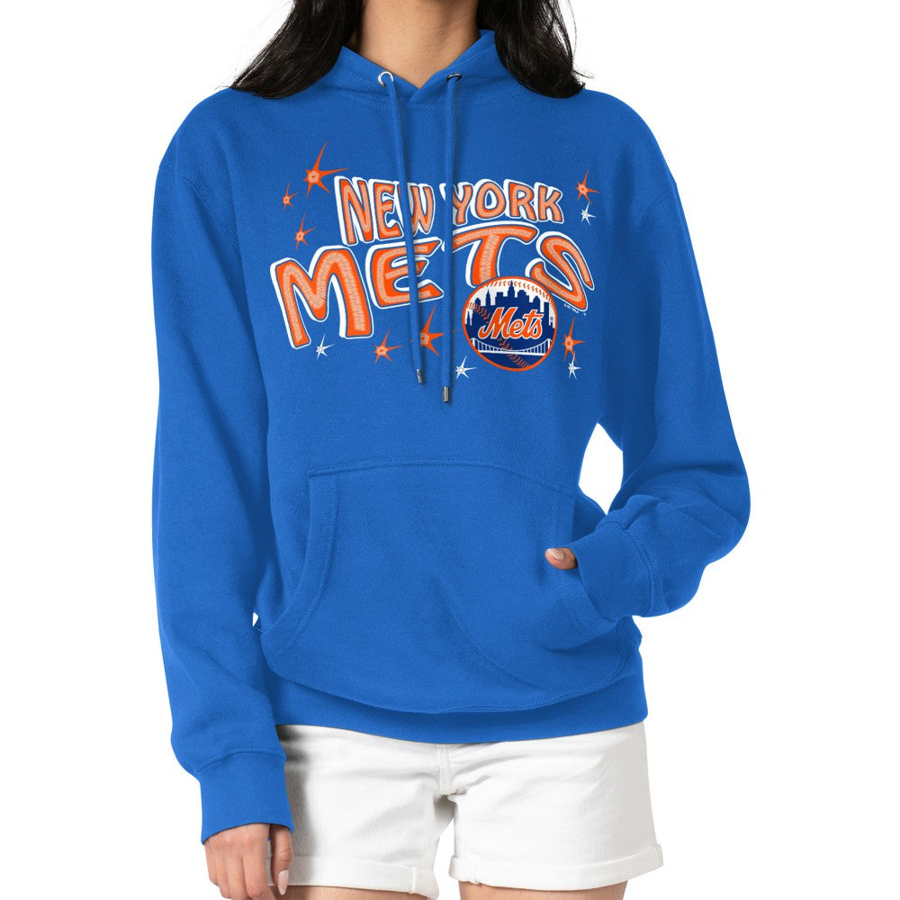 New York Mets Starter Women's Fireworks Fleece Tri-Blend Pullover Hoodie Royal