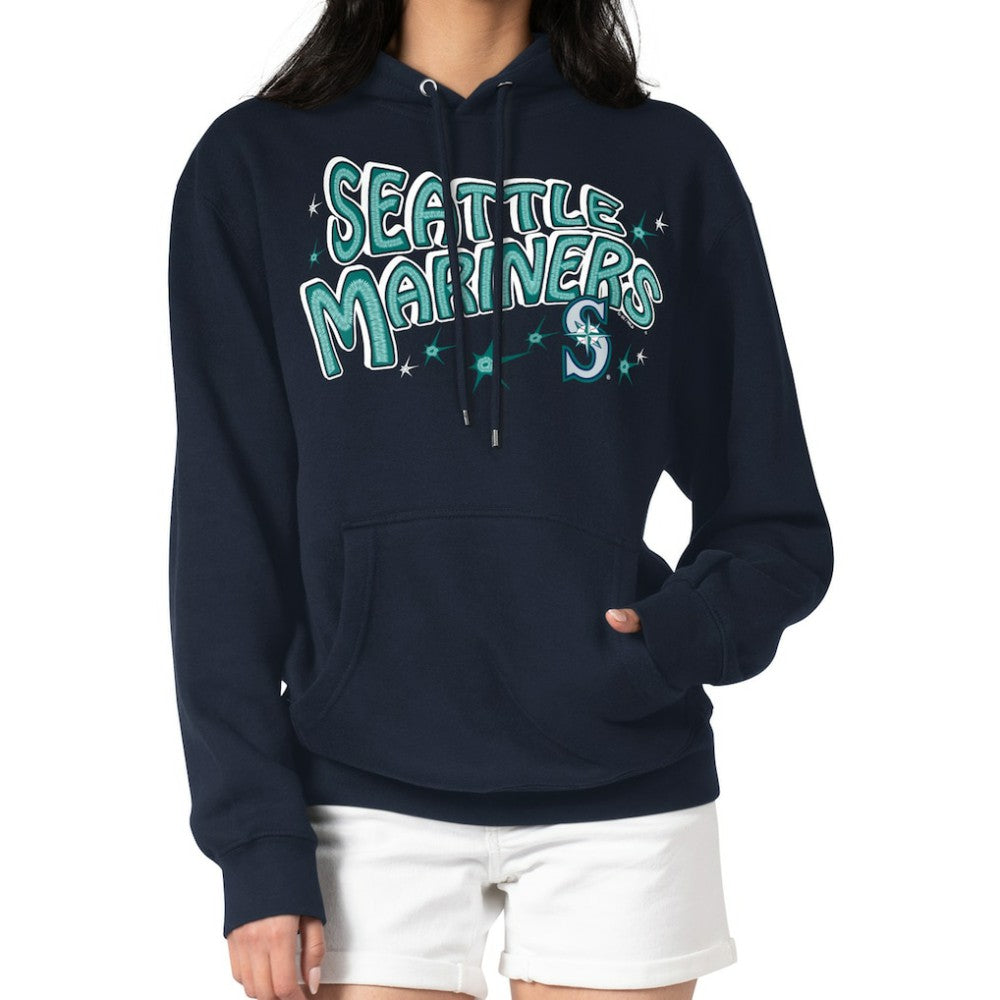 Seattle Mariners Starter Women's Fireworks Fleece Tri-Blend Pullover Hoodie Navy