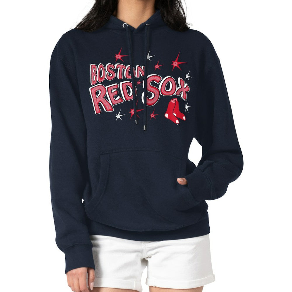 Boston Red Sox Starter Women's Fireworks Fleece Tri-Blend Pullover Hoodie Navy