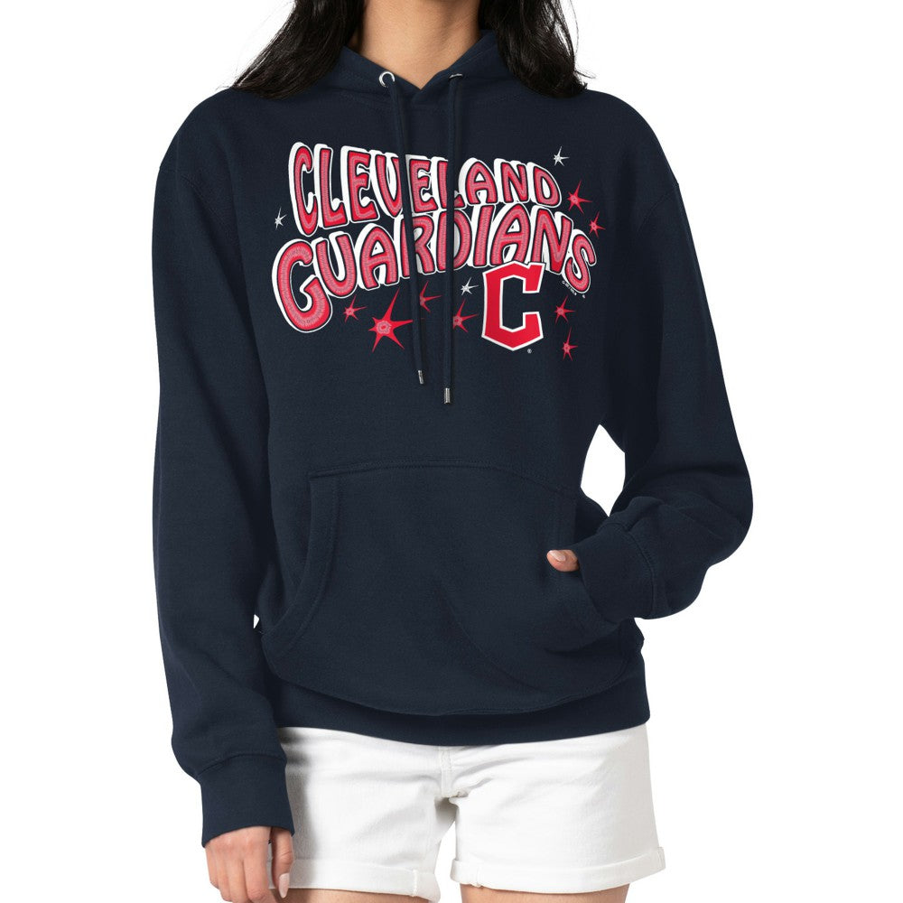 Cleveland Guardians Starter Women's Fireworks Fleece Tri-Blend Pullover Hoodie Navy