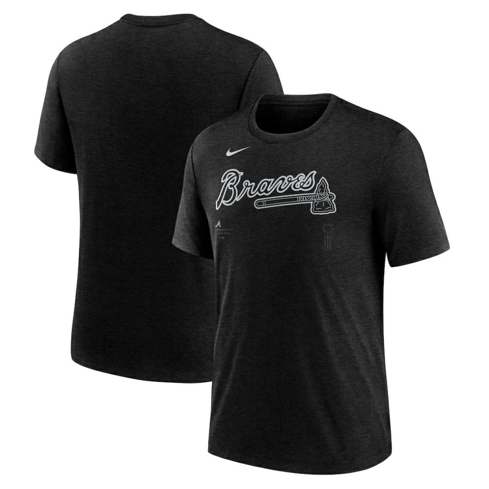 Atlanta Braves Wordmark Tri-Blend T-Shirt Heather Black | Nike
