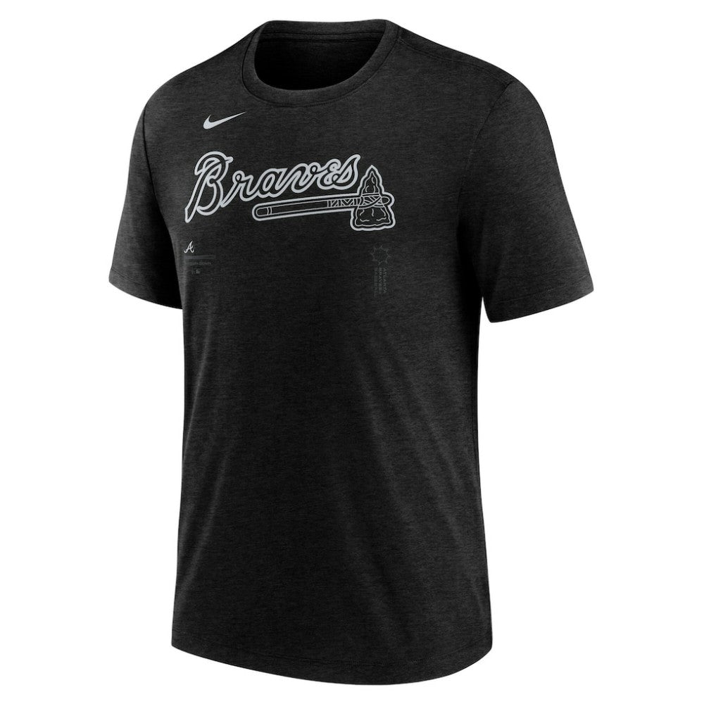 Atlanta Braves Wordmark Tri-Blend T-Shirt Heather Black | Nike