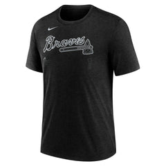 Atlanta Braves Wordmark Tri-Blend T-Shirt Heather Black | Nike