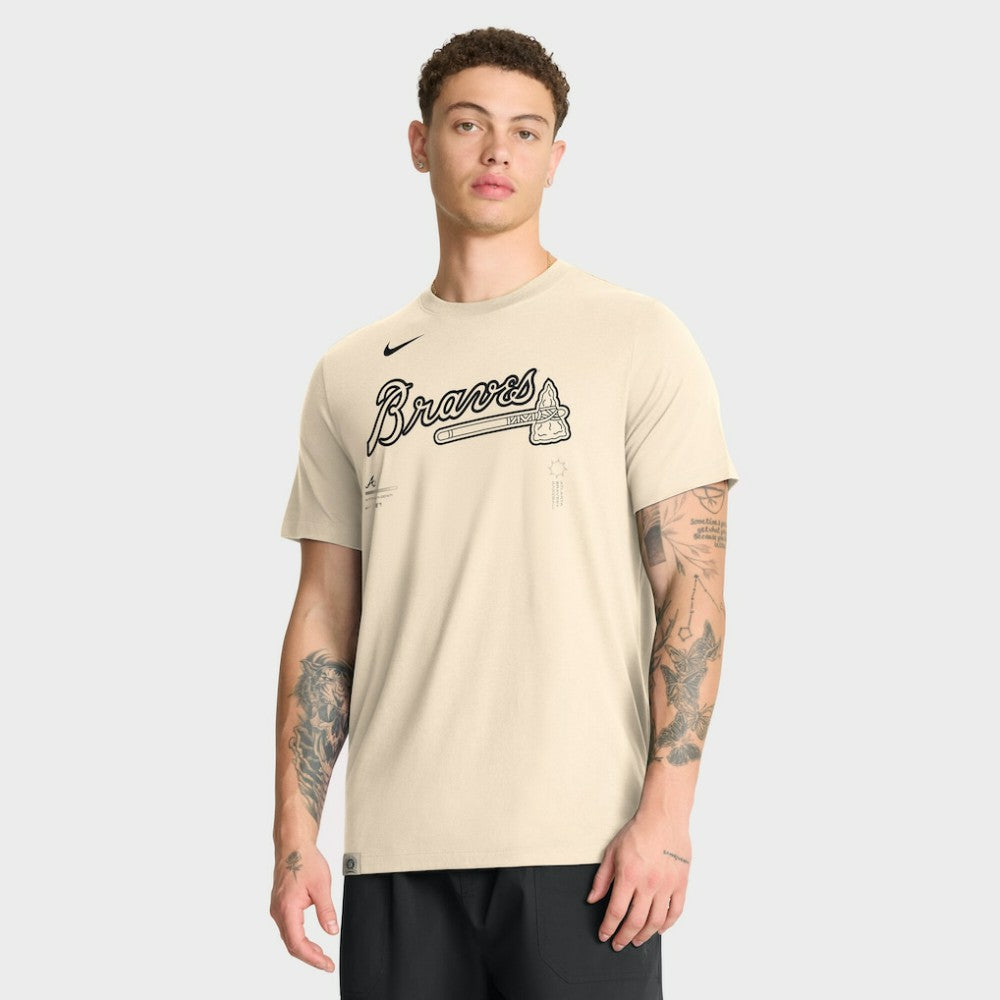 Atlanta Braves Wordmark Tri-Blend T-Shirt Natural | Nike