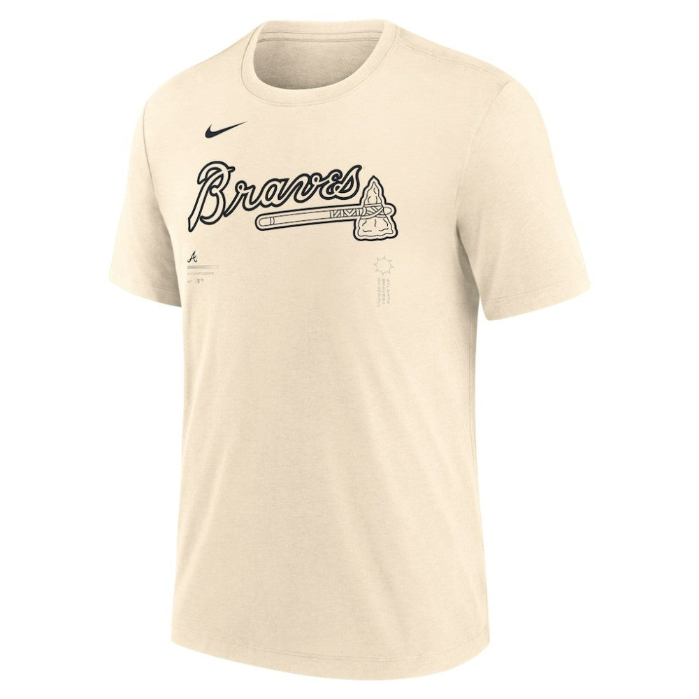 Atlanta Braves Wordmark Tri-Blend T-Shirt Natural | Nike