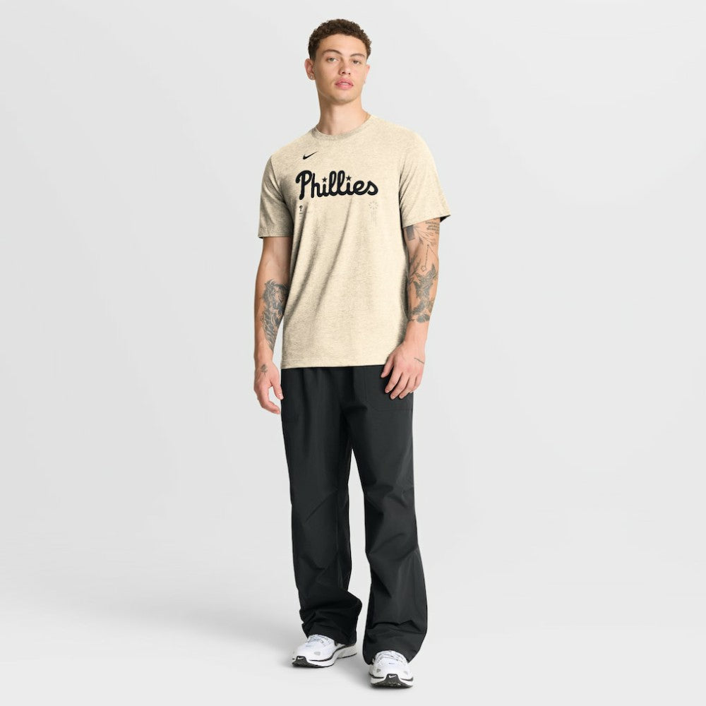 Philadelphia Phillies Wordmark Tri-Blend T-Shirt Natural | Nike