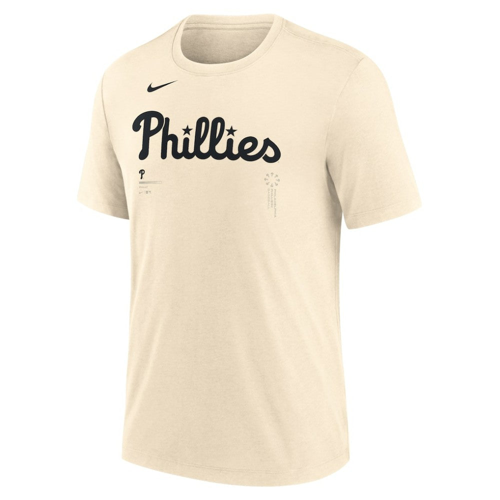 Philadelphia Phillies Wordmark Tri-Blend T-Shirt Natural | Nike