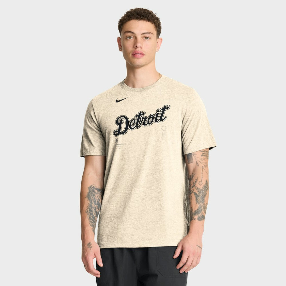 Detroit Tigers Wordmark Tri-Blend T-Shirt Natural | Nike