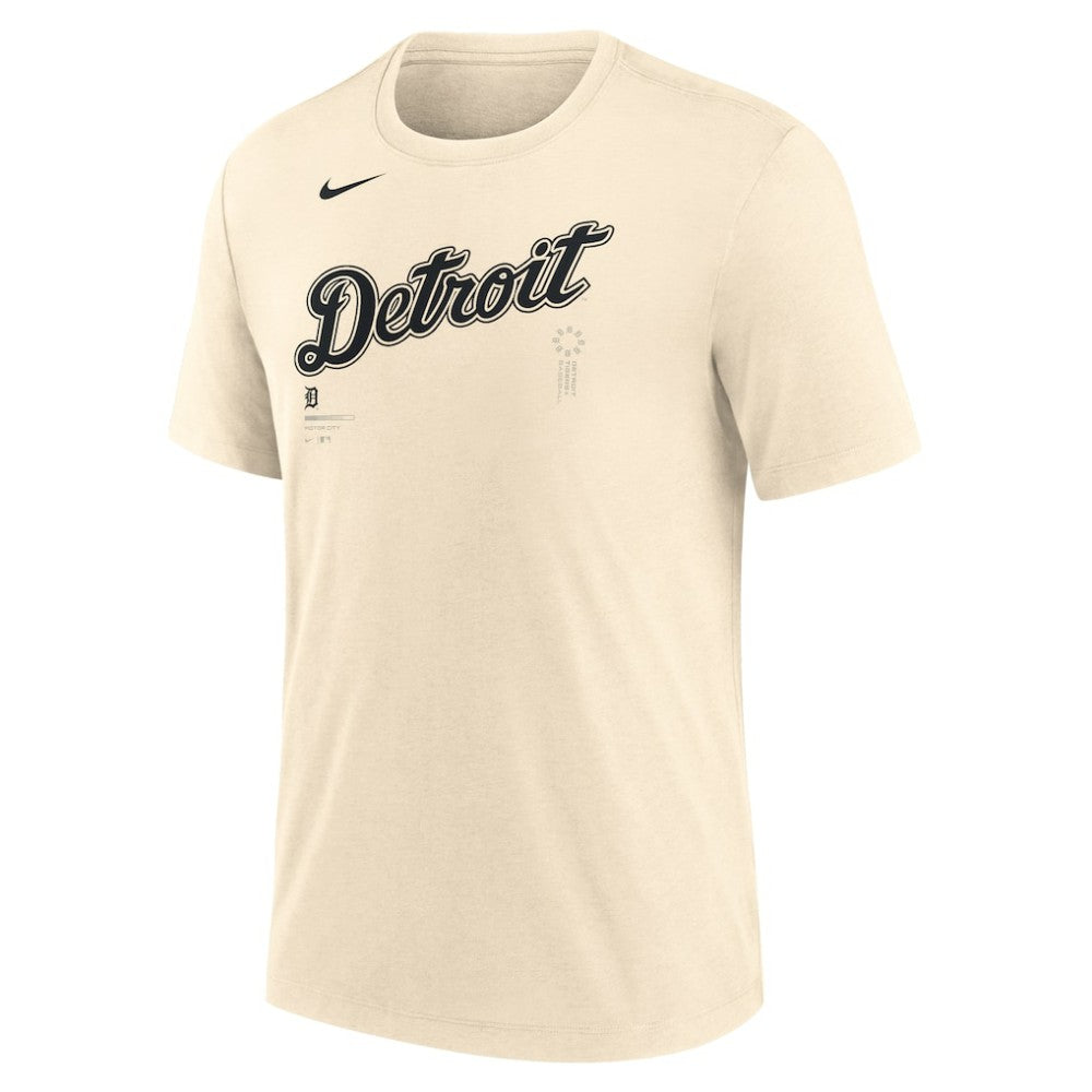 Detroit Tigers Wordmark Tri-Blend T-Shirt Natural | Nike