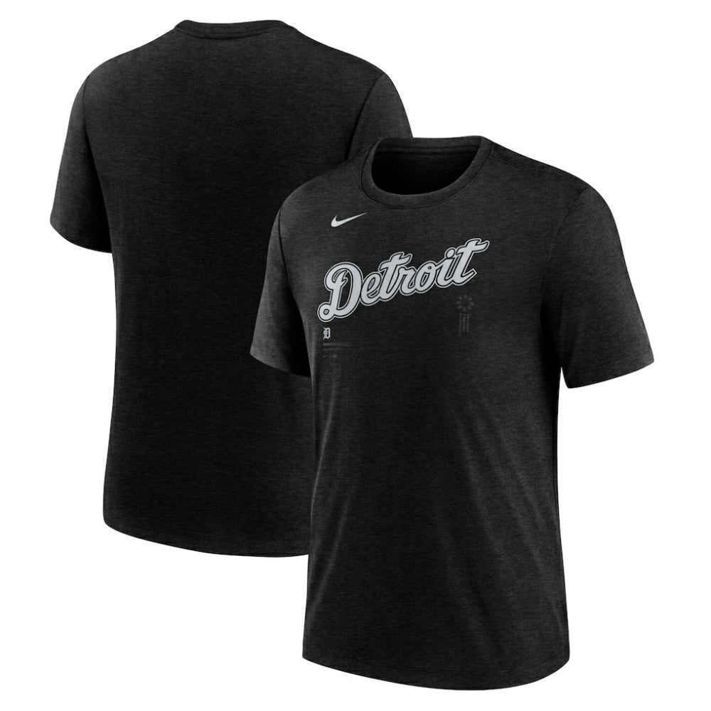 Detroit Tigers Wordmark Tri-Blend T-Shirt Heather Black | Nike