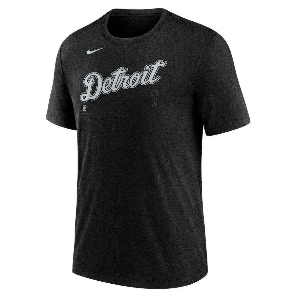 Detroit Tigers Wordmark Tri-Blend T-Shirt Heather Black | Nike