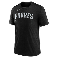 San Diego Padres Wordmark Tri-Blend T-Shirt Heather Black | Nike