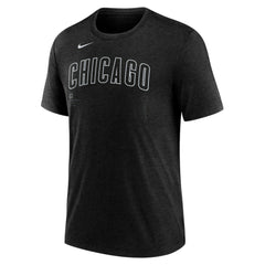 Chicago Cubs Wordmark Tri-Blend T-Shirt Heather Black | Nike
