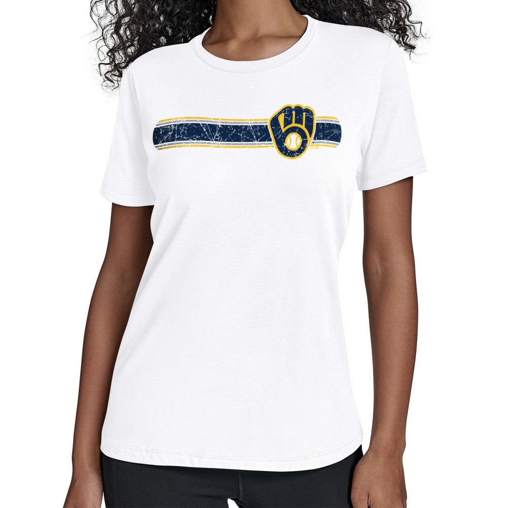 Milwaukee Brewers Starter Women's Team Stripe T-Shirt White