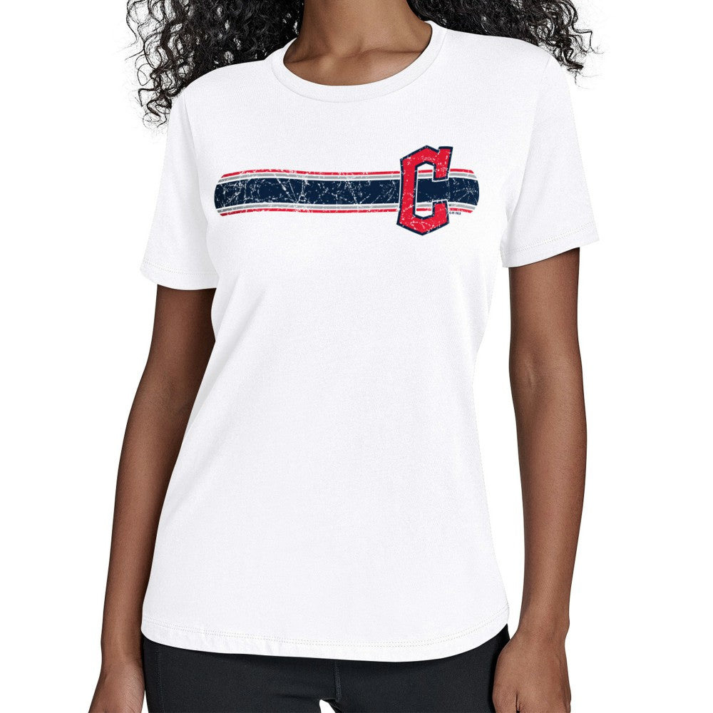 Cleveland Guardians Starter Women's Team Stripe T-Shirt White