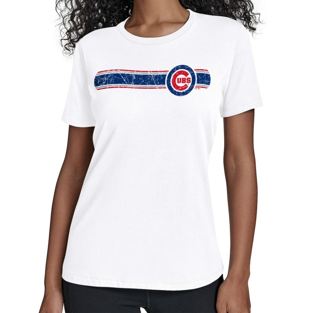 Chicago Cubs Starter Women's Team Stripe T-Shirt White