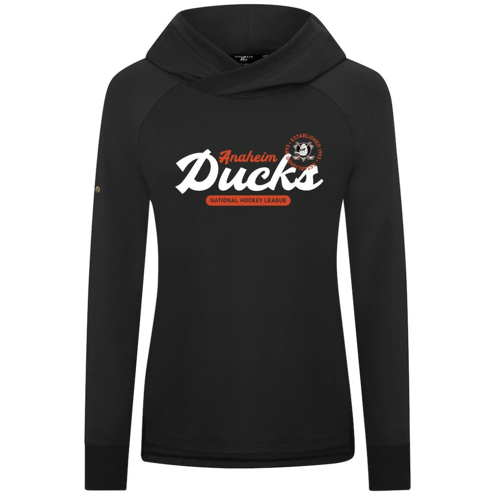 Anaheim Ducks Levelwear Women's Slender Monument Raglan Pullover Hoodie Black